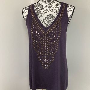 Knox Rose Tank.  Size M.  Glued Stud enhancements.  Purple with gold studs.
